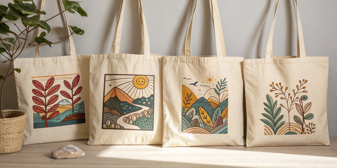 Custom tote bags with logo in natural cotton – front view