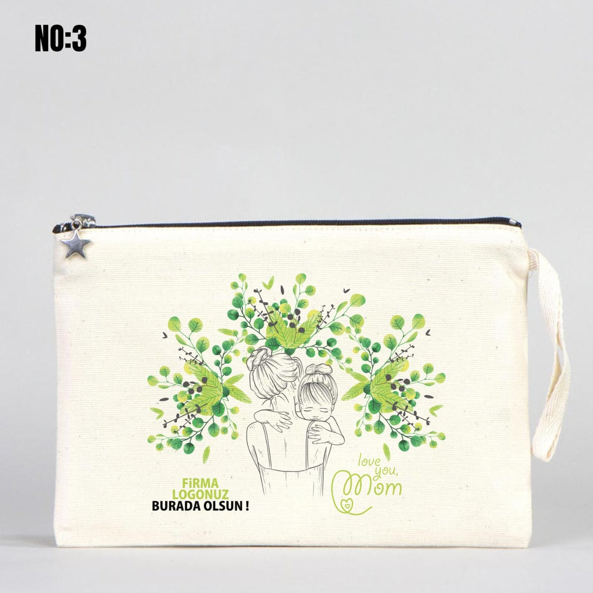 Lined Clutch Canvas Bag 25x18 cm - Mother's Day