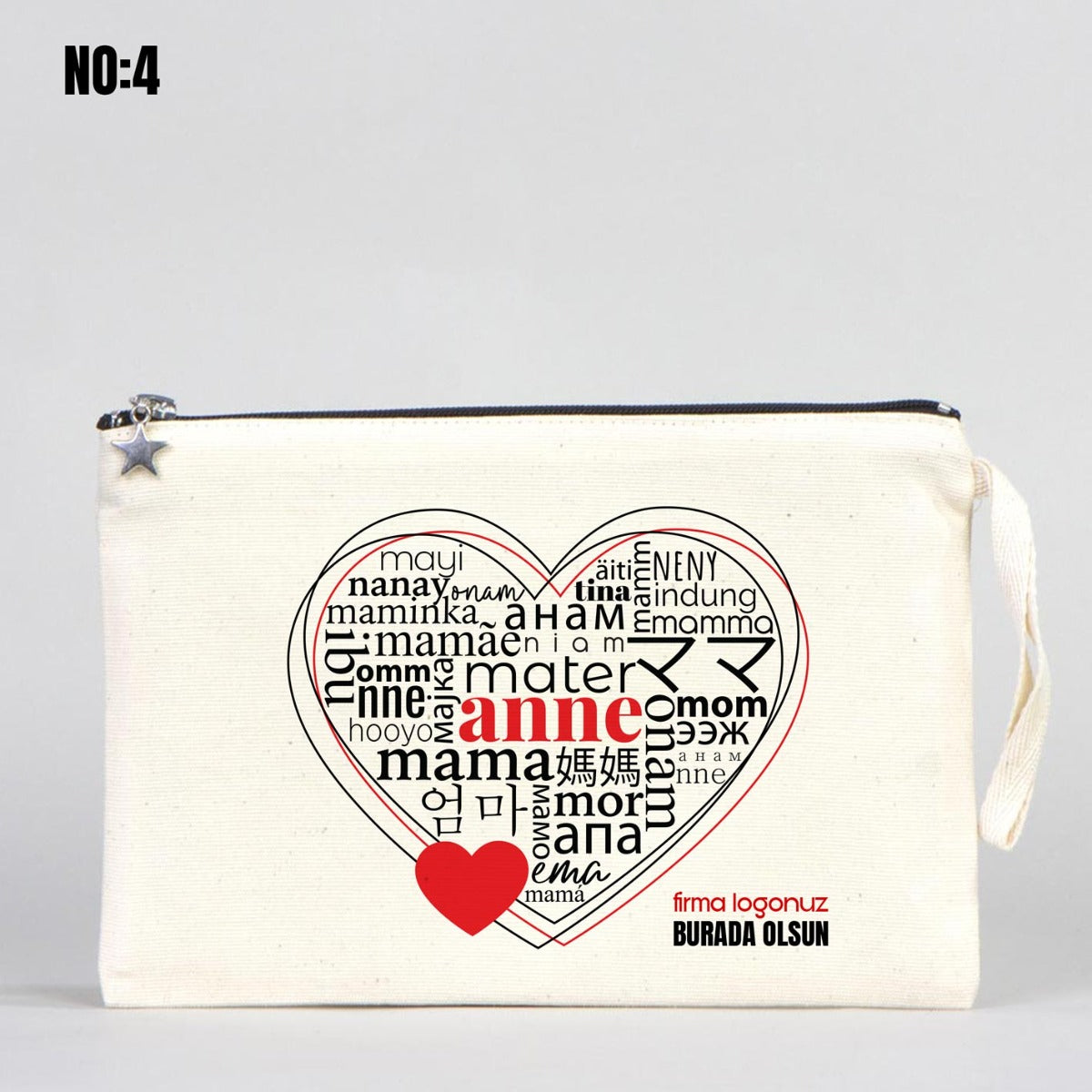 Lined Clutch Canvas Bag 25x18 cm - Mother's Day
