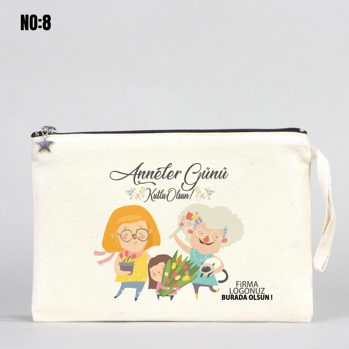 Lined Clutch Canvas Bag 25x18 cm - Mother's Day