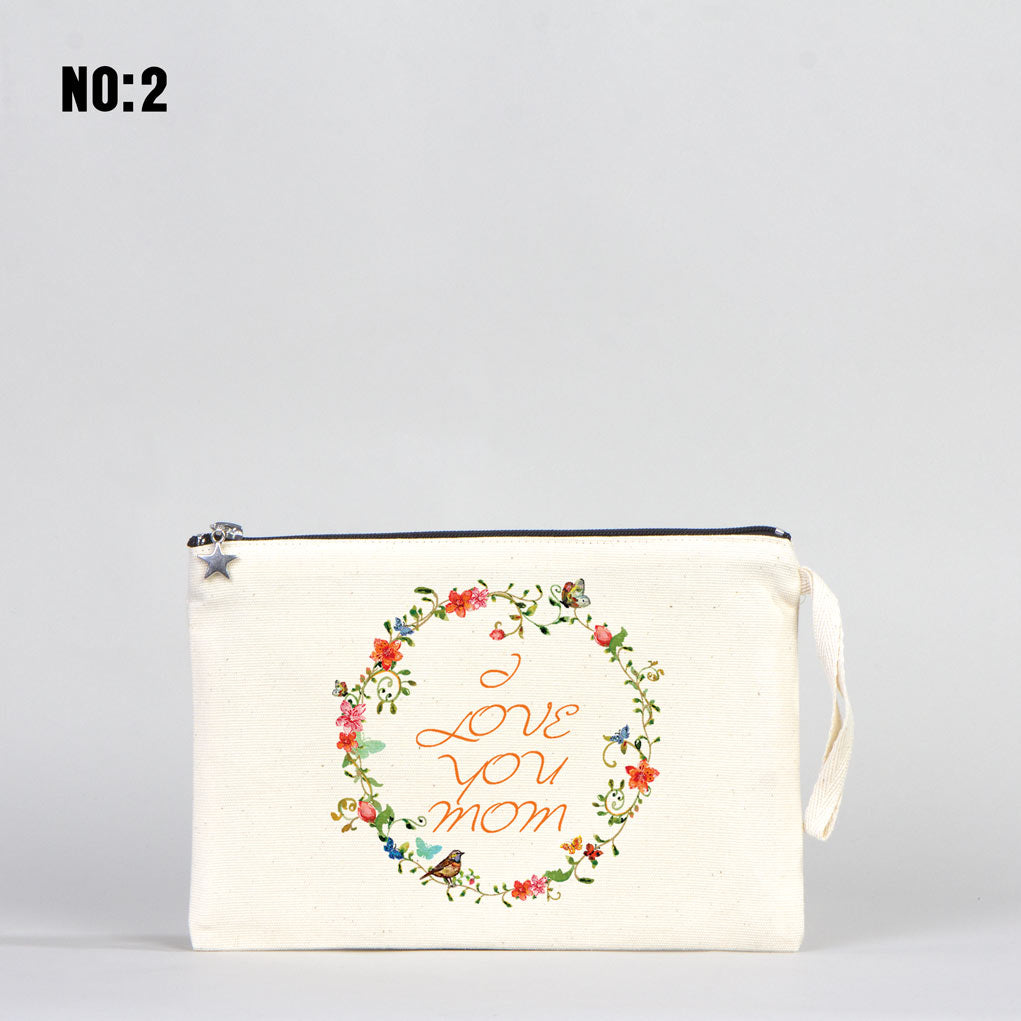 Lined Clutch Canvas Bag 25x18 cm - Mother's Day