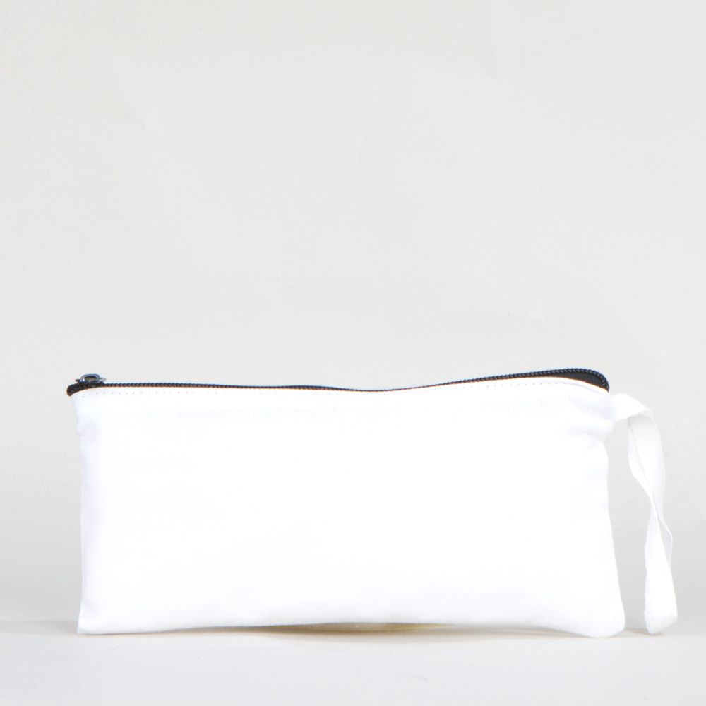 Fabric Pencil Case 8" W x 4" H (21x10 cm) - White Color