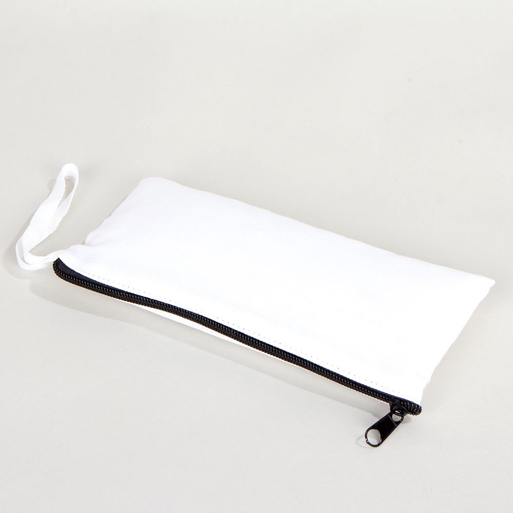 Fabric Pencil Case 8" W x 4" H (21x10 cm) - White Color