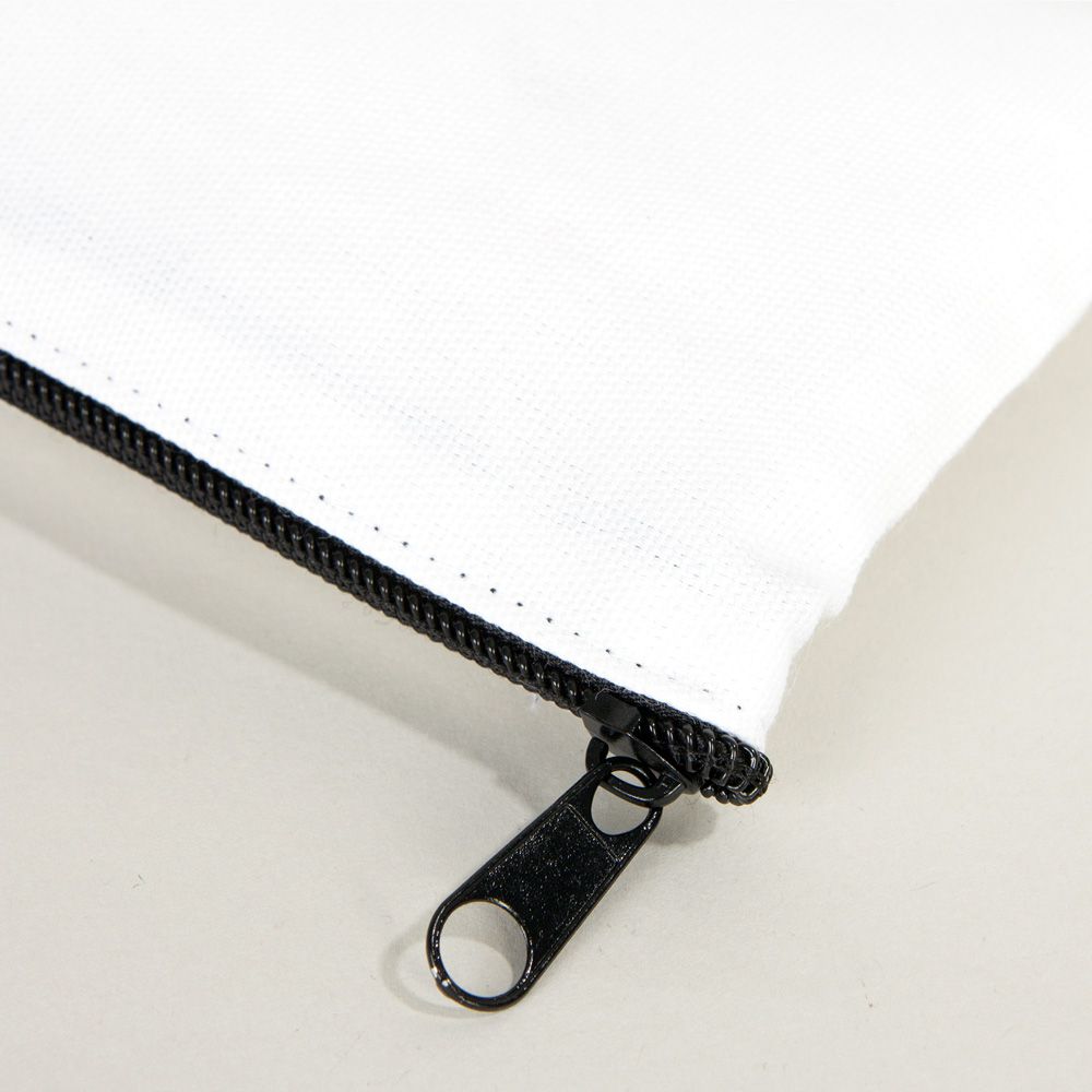 Fabric Pencil Case 8" W x 4" H (21x10 cm) - White Color