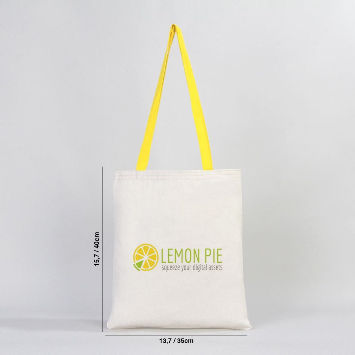 Canvas Bag Yellow Handle - 14"W x 16"H (35 cm x 40 cm) Inner Pocket (Customize)