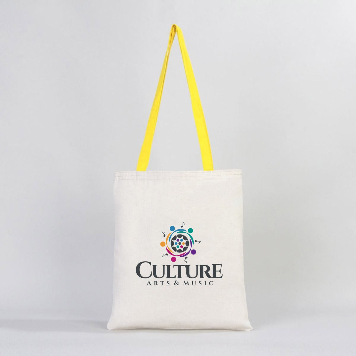 Canvas Bag Yellow Handle - 14"W x 16"H (35 cm x 40 cm) Inner Pocket (Customize)