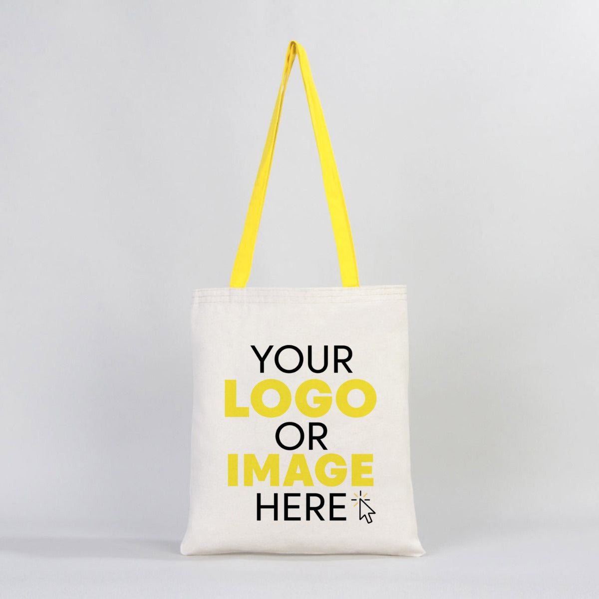 Canvas Bag Yellow Handle - 14"W x 16"H (35 cm x 40 cm) Inner Pocket (Customize)