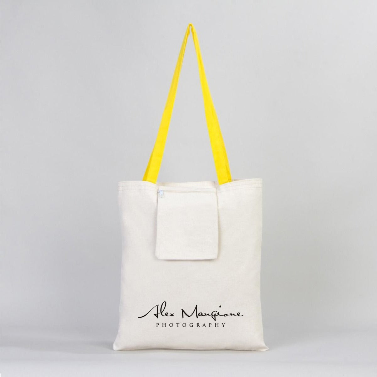 Canvas Bag Yellow Handle - 14"W x 16"H (35 cm x 40 cm) Inner Pocket (Customize)