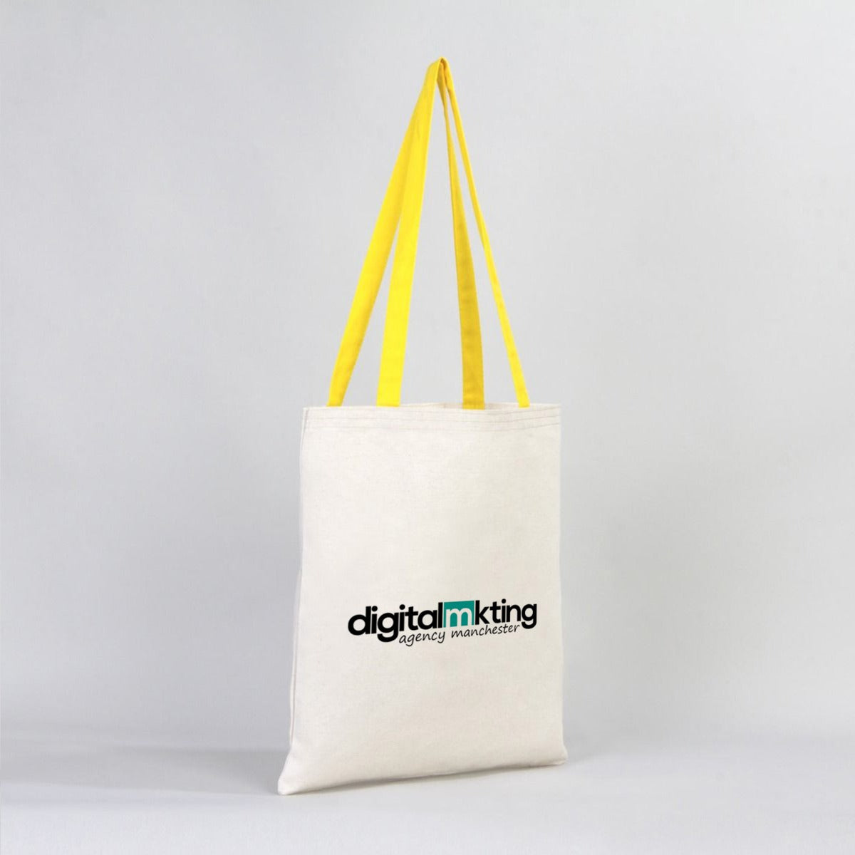 Canvas Bag Yellow Handle - 14"W x 16"H (35 cm x 40 cm) Inner Pocket (Customize)