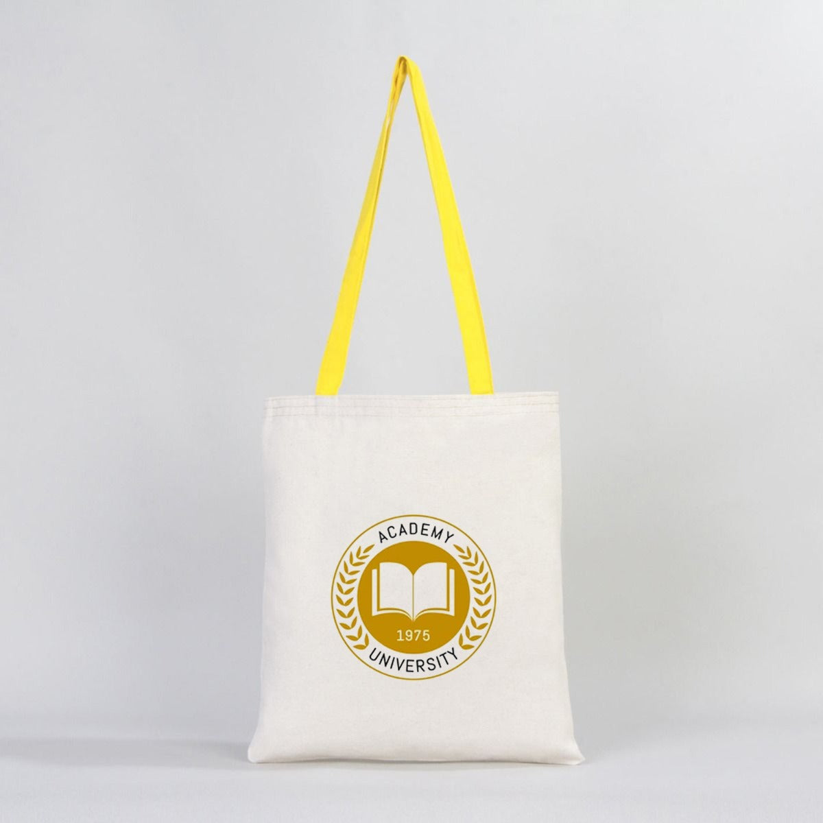 Canvas Bag Yellow Handle - 14"W x 16"H (35 cm x 40 cm) Inner Pocket (Customize)