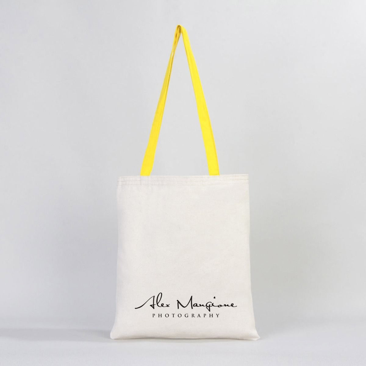 Canvas Bag Yellow Handle - 14"W x 16"H (35 cm x 40 cm) Inner Pocket (Customize)