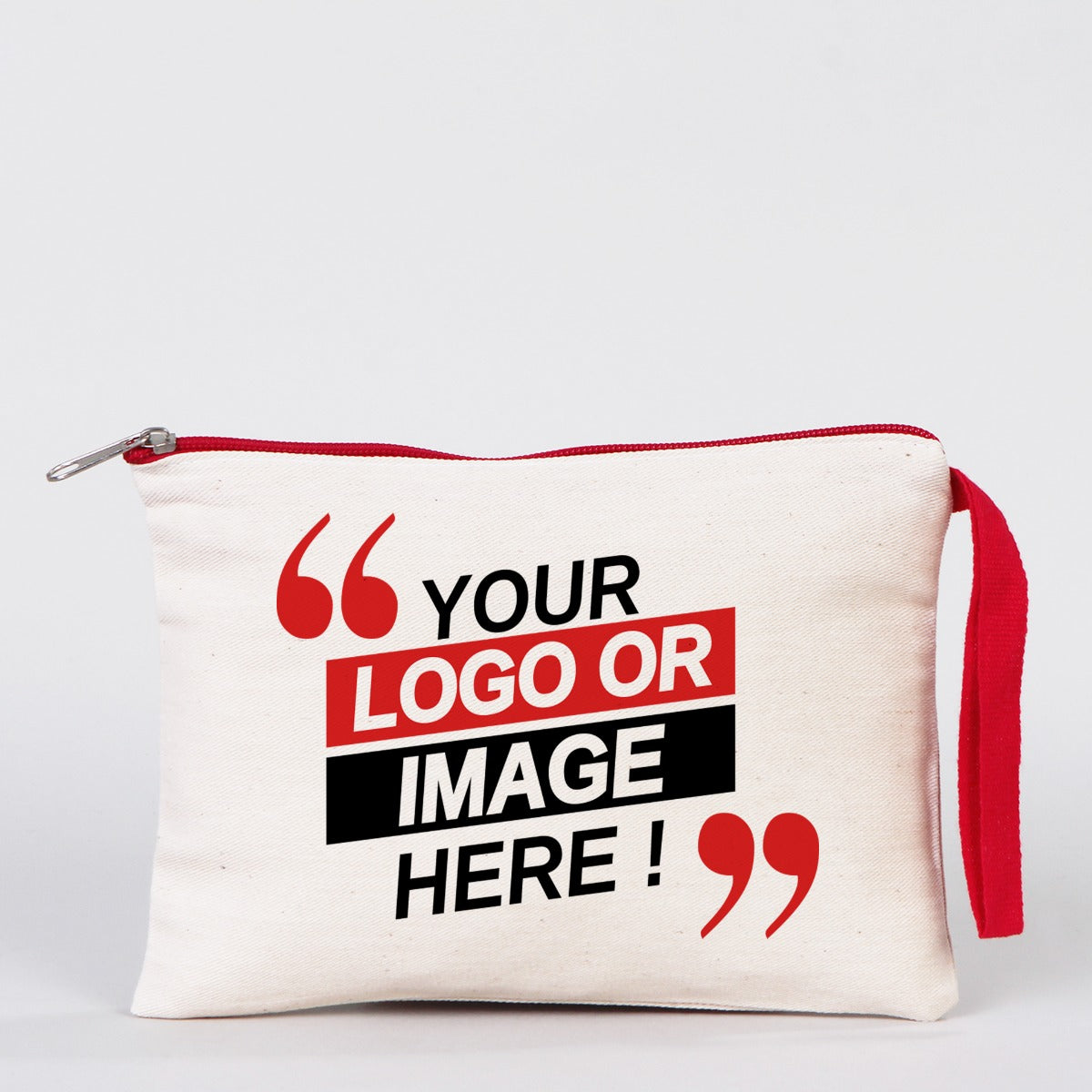 Clutch Bag 8"W x 6"H (21 cm x 15 cm) - Red Zippered (Customize)