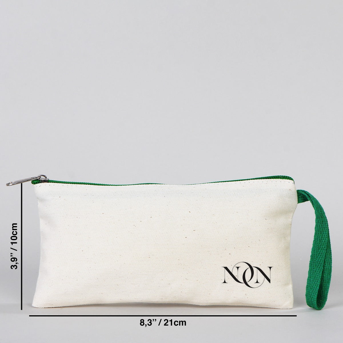 Fabric Pencil Case - 8" W x 4" H (21x10 cm) Green Zippered - (Customize)