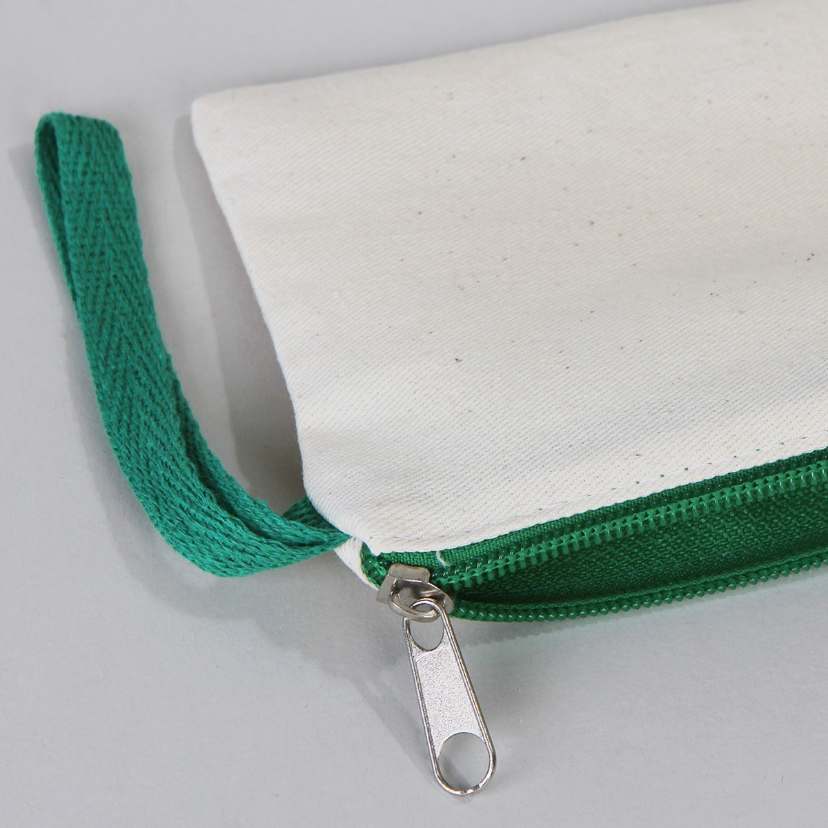 Fabric Pencil Case - 8" W x 4" H (21x10 cm) Green Zippered - (Customize)