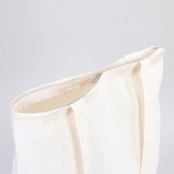Cotton Tote Bag with Zipper 14"x16" – Natural Color Eco - Friendly Cloth Bag - Pamusan.com