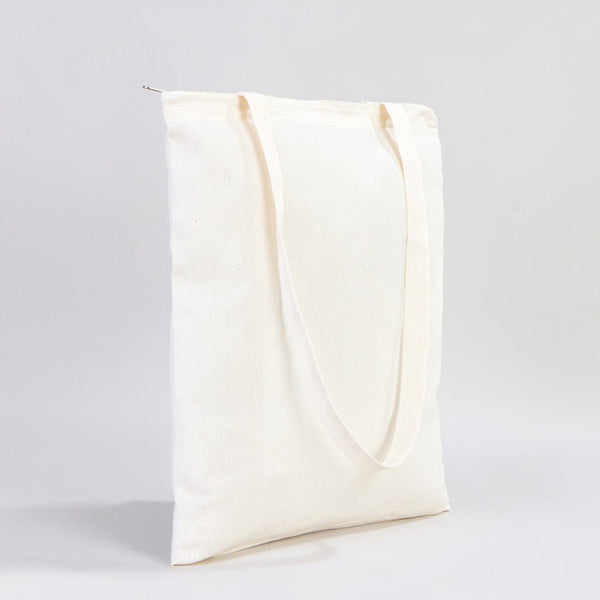 Cotton Tote Bag with Zipper 14"x16" – Natural Color Eco - Friendly Cloth Bag - Pamusan.com