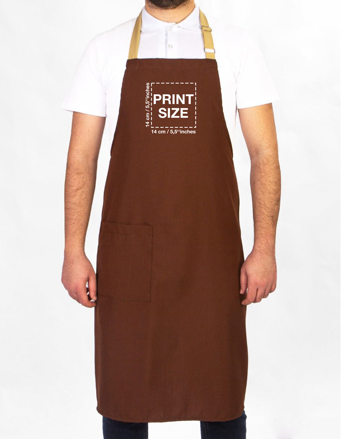 Kitchen Apron Brown - Beige Adjustable Neck Hanger (Customizable)