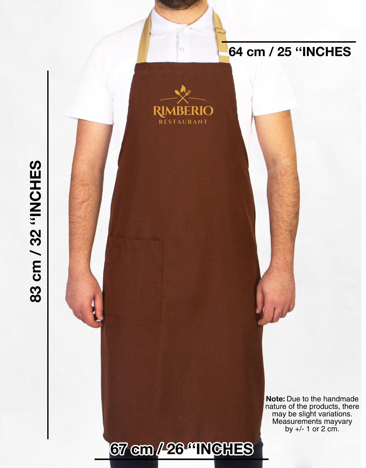 Kitchen Apron Brown - Beige Adjustable Neck Hanger (Customizable)