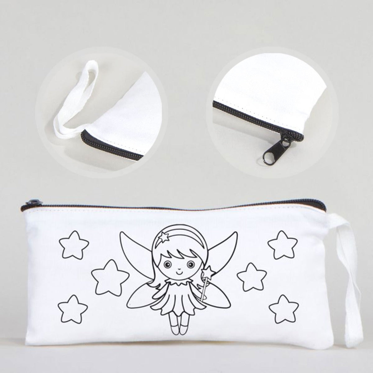 Dyeable Fabric Pencil Case 8" W x 4" H (21cm x 10cm) - Little Fairy