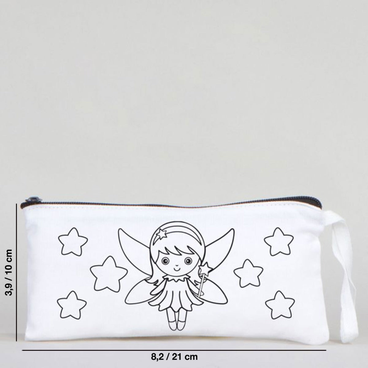 Dyeable Fabric Pencil Case 8" W x 4" H (21cm x 10cm) - Little Fairy