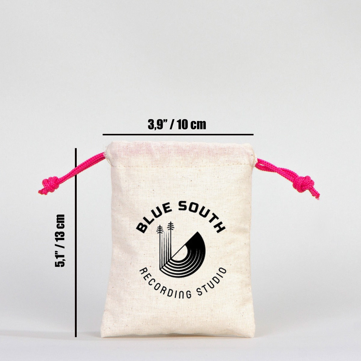 Fabric Pouch 4" W x 5" H (10 cm x 13 cm) - Fuchsia Handle (Customize)