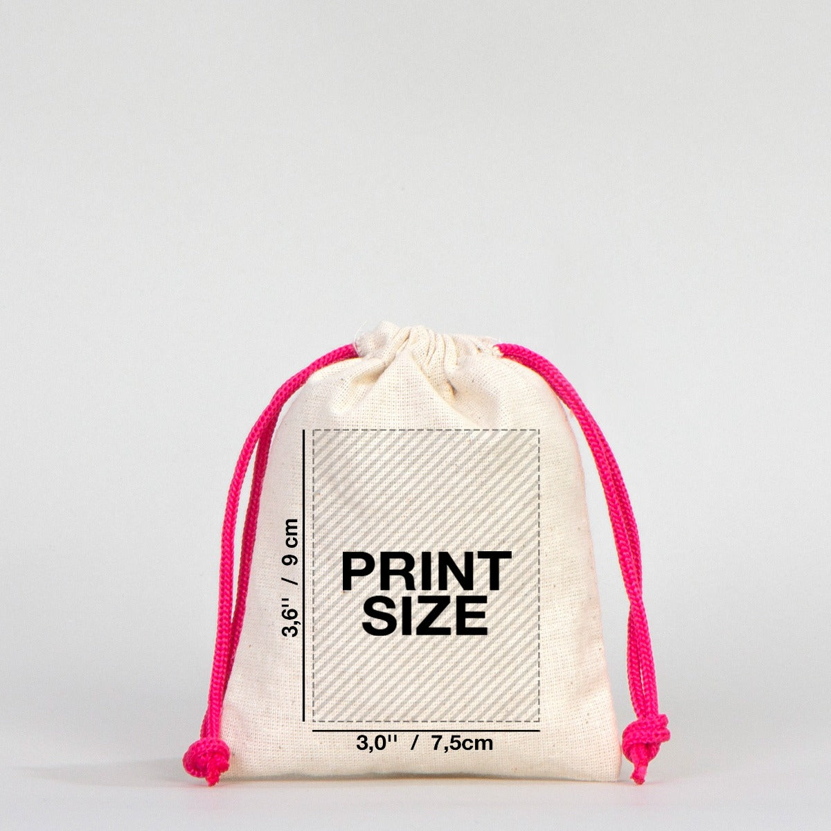 Fabric Pouch 4" W x 5" H (10 cm x 13 cm) - Fuchsia Handle (Customize)