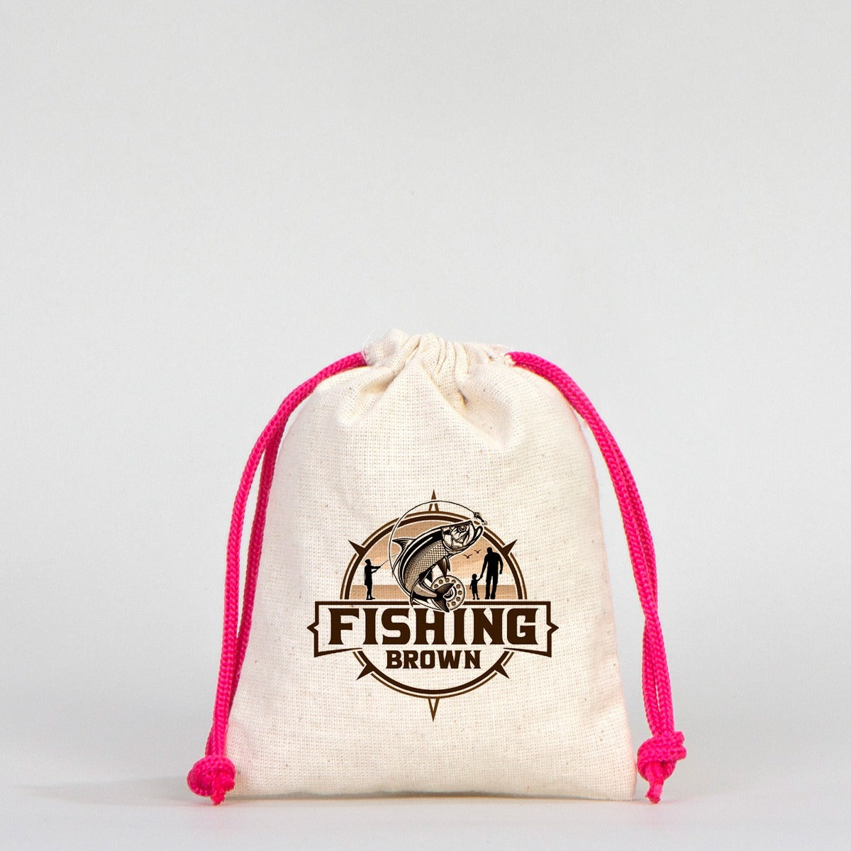 Fabric Pouch 4" W x 5" H (10 cm x 13 cm) - Fuchsia Handle (Customize)