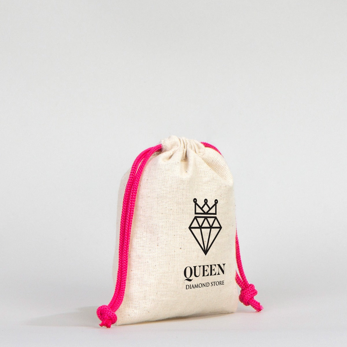 Fabric Pouch 4" W x 5" H (10 cm x 13 cm) - Fuchsia Handle (Customize)