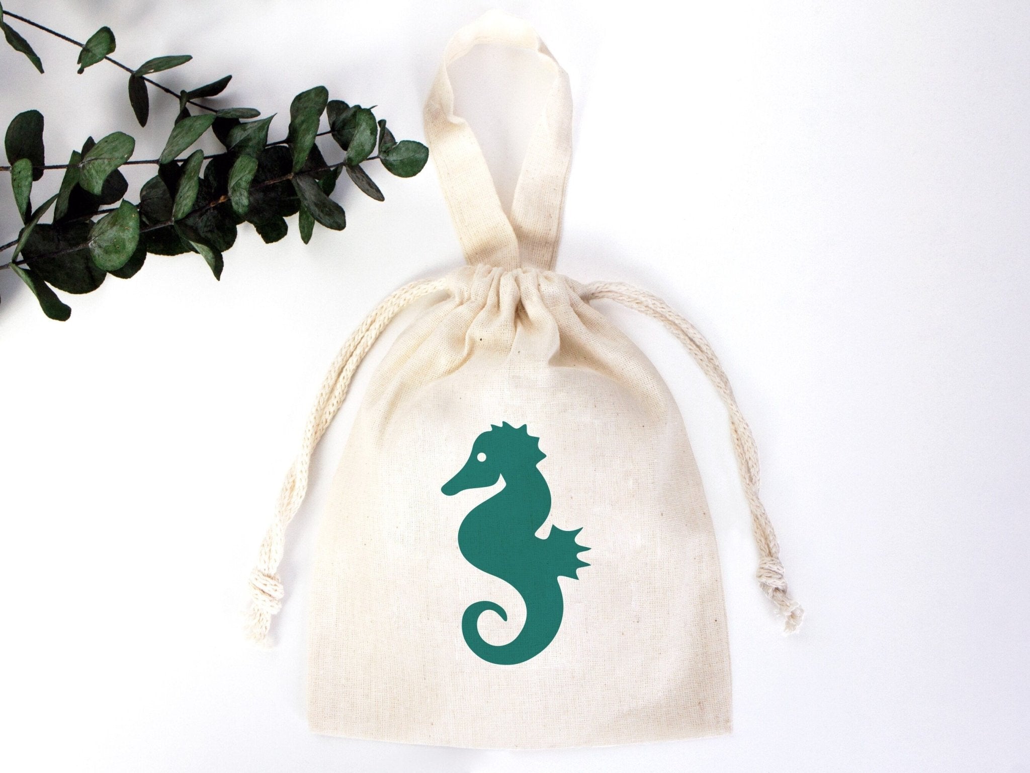 Cotton Seahorse Gift Bags - Eco-Friendly, Reusable Party Favors