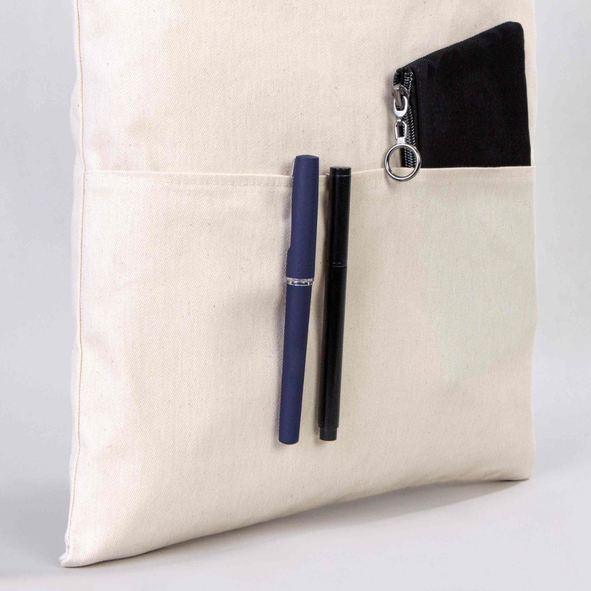 Gabardine Cotton Bag 14" W x 16" H (35 cm x 40 cm) - Pocket Details (Customize)
