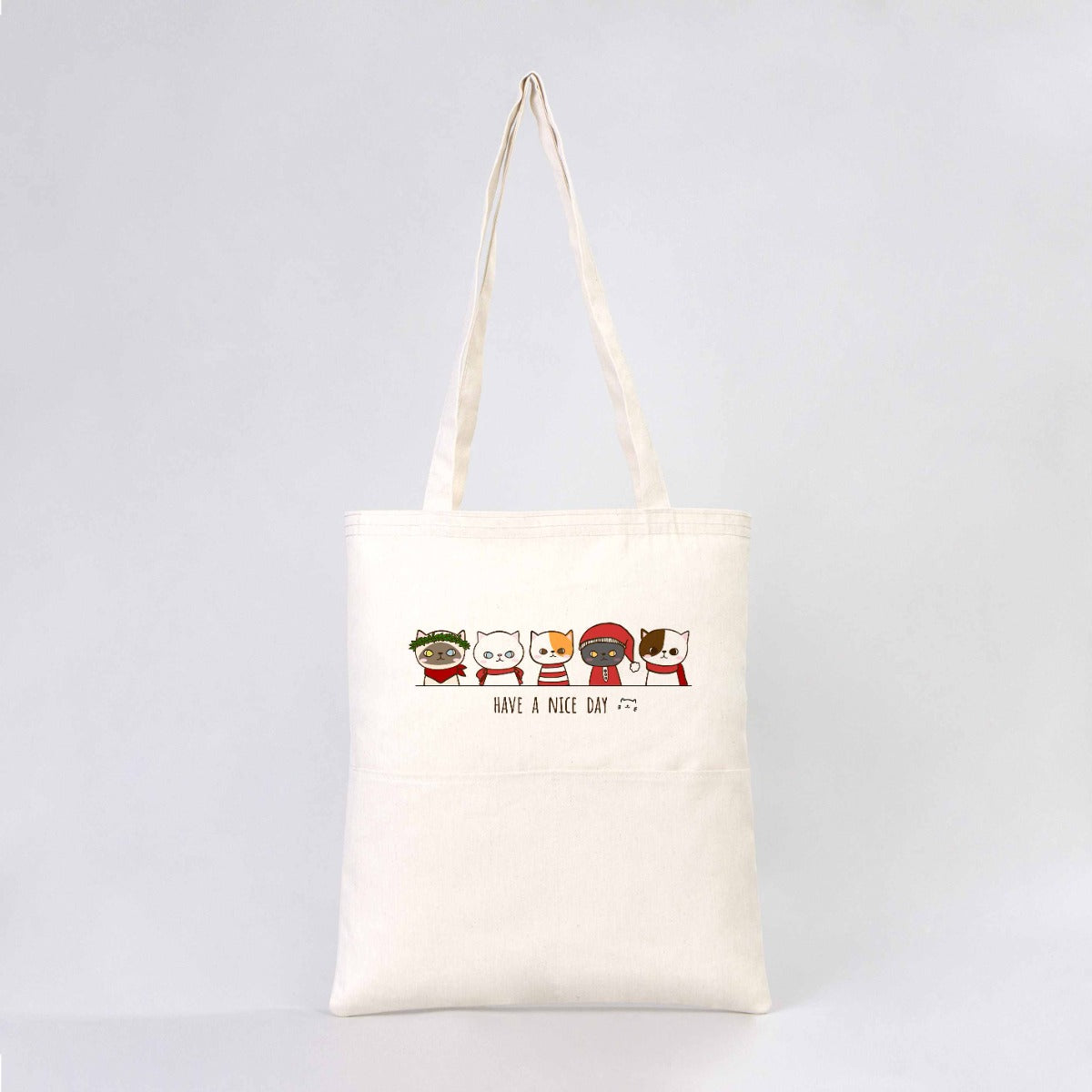 Gabardine Cotton Bag 14" W x 16" H (35 cm x 40 cm) - Pocket Details (Customize)