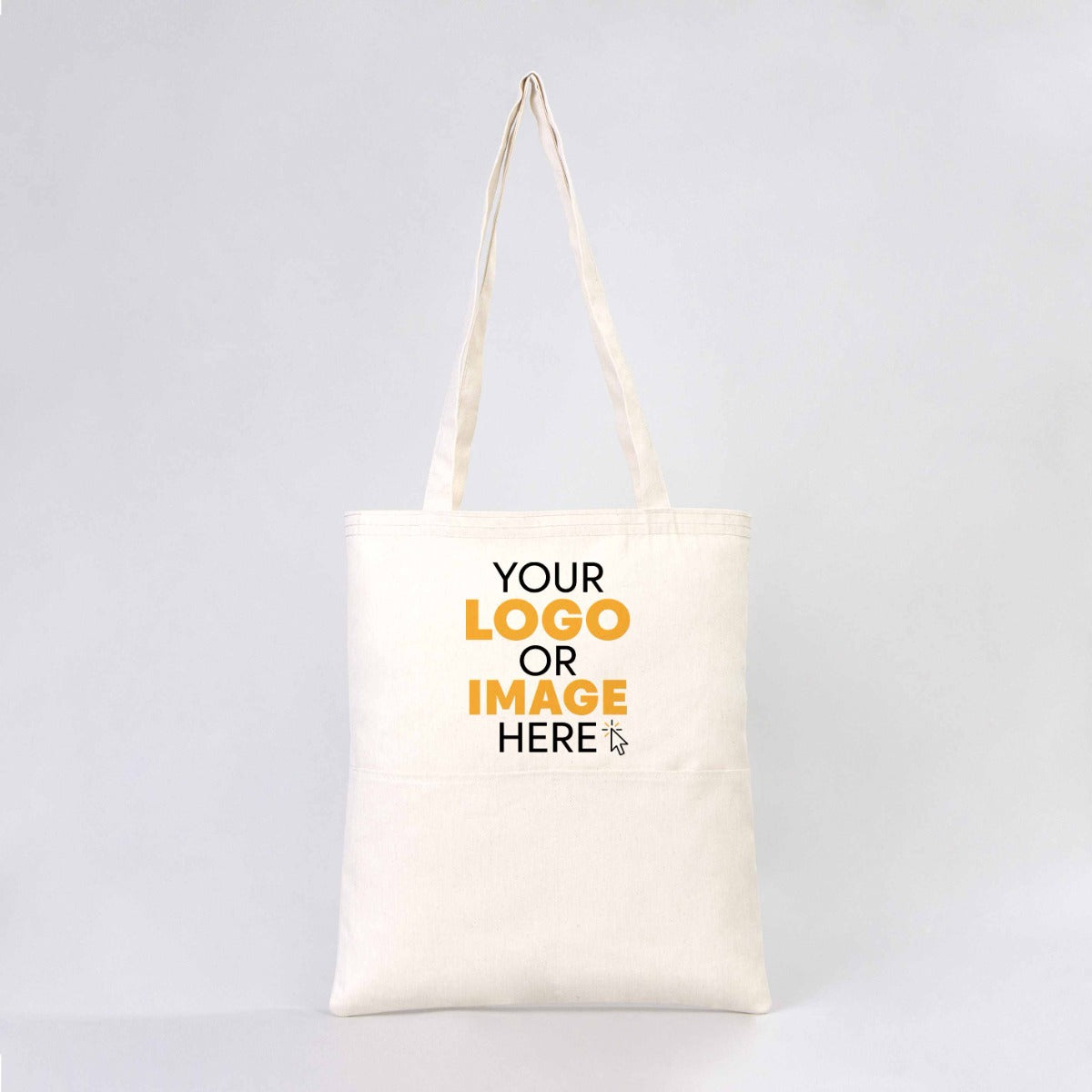 Gabardine Cotton Bag 14" W x 16" H (35 cm x 40 cm) - Pocket Details (Customize)