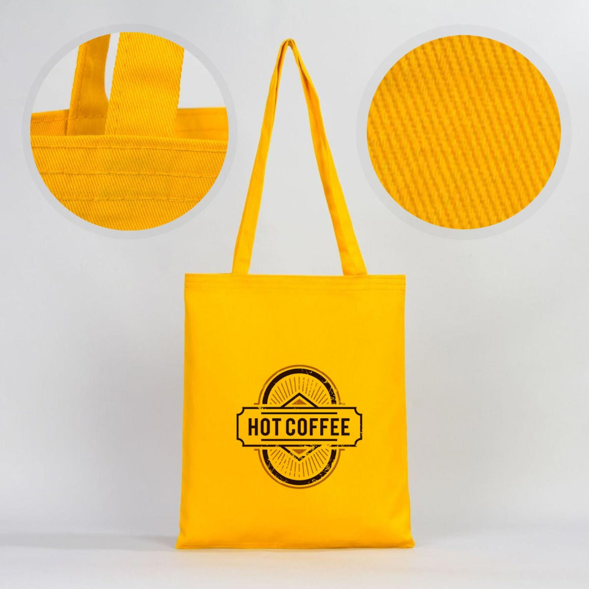 Gabardine Cotton Bag 14" W x 16" H (35 cm x 40 cm) - Yellow (Customize)