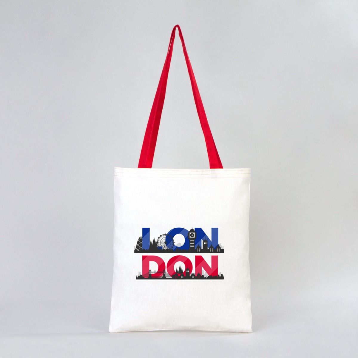 Tote Bags With Color Handles 14"W x 16"H (35 cm x 40 cm ) - Red (Customize)
