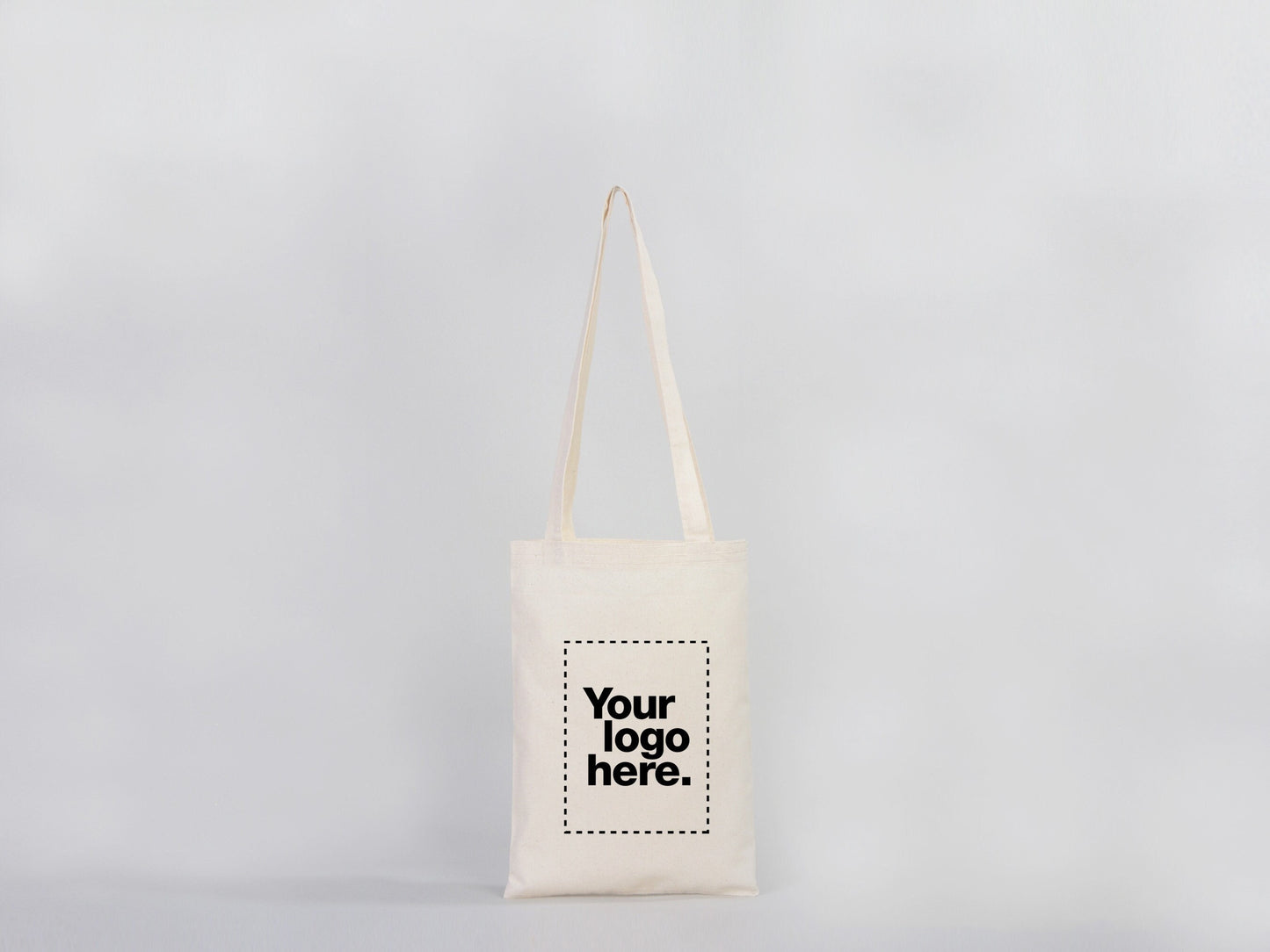 Custom Long Handle Tote Bag - 10"W x 14"H (25 cm x 35 cm) - Promotional Tote Bag - Photo Print Tote Bag - Mini Shopping Bag