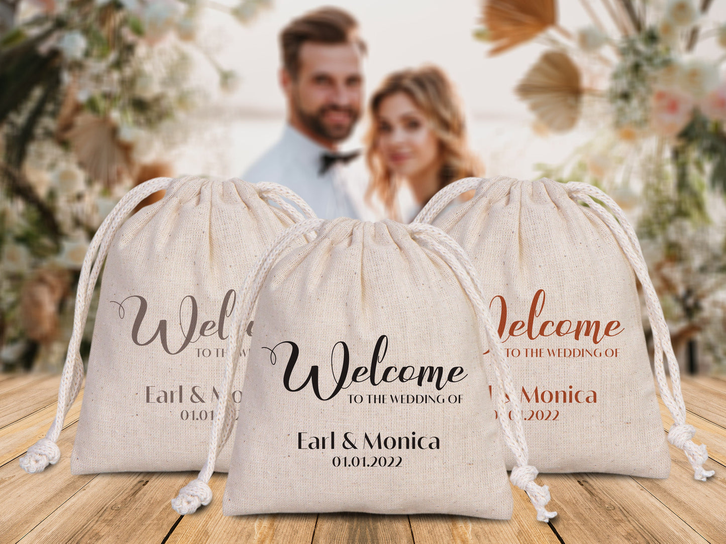 Wedding Pouch bags, Bachelorette Party drawstring pouches - Personalized Bridal Party Cotton Bag - Bridesmaid Sack for Wedding -