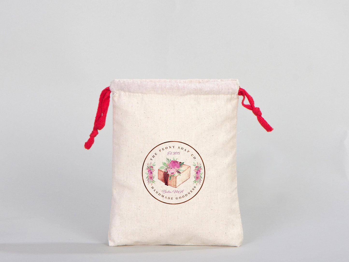Red Drawstring Cotton Bags 6"W x 8"H (15.5cm x 20 cm) , Great For Packing And Wrapping, Organic Cotton Pouch Bag, Bridal Shower Bag, Custom Bag