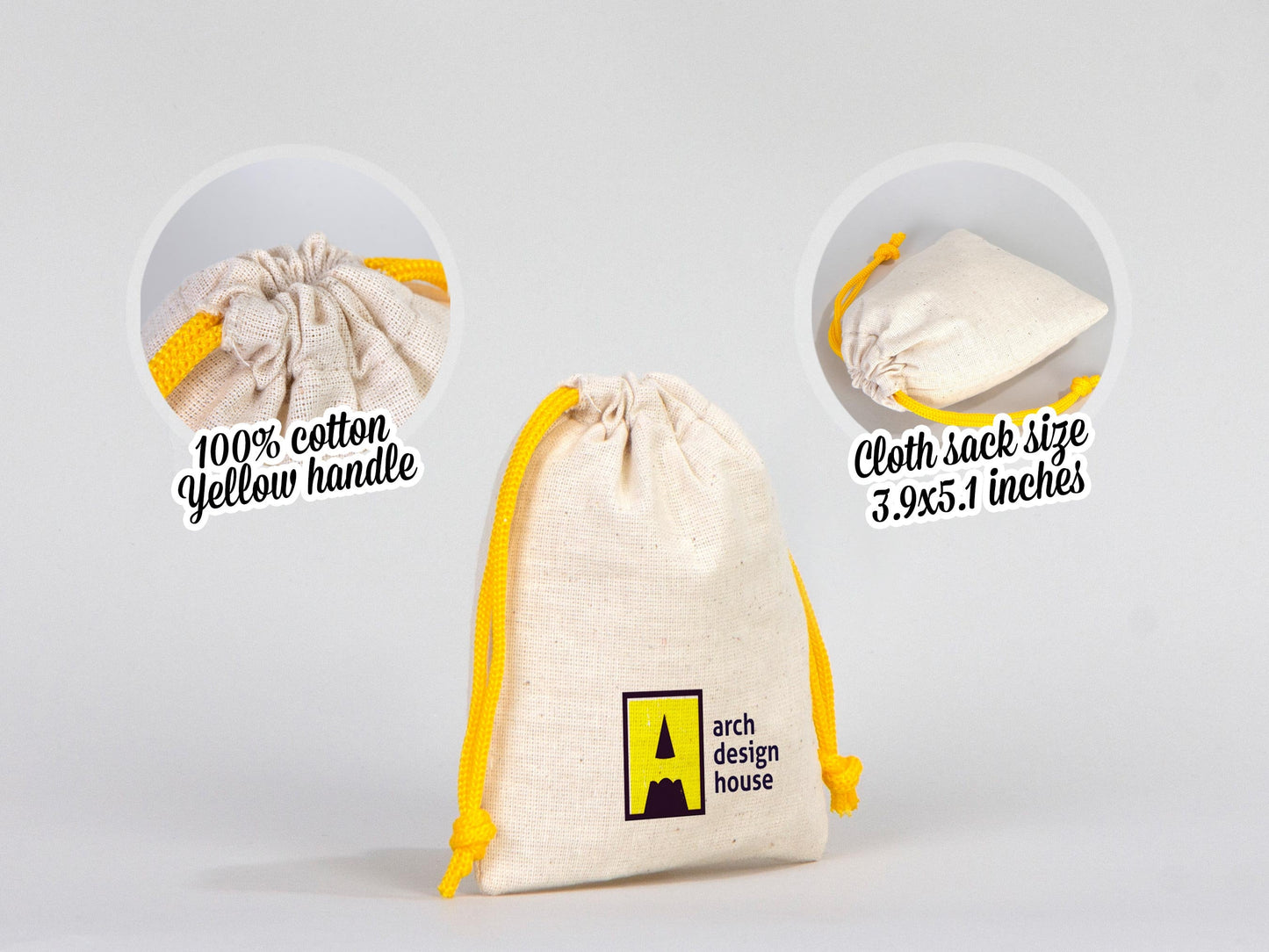 Custom Bag - Drawstring Muslin Bags, 4"W x 5"H (10 cm x 13 cm) Hangover Kit, Wedding Welcome Bags Custom Favor Bags