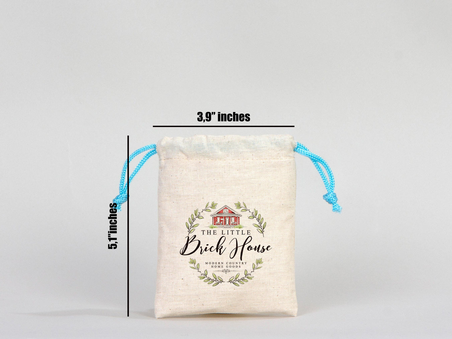 Turquoise Drawstring Custom Cotton Pouch 4"W x 5"H (10 cm x 13 cm), Great For Packing And Wrapping, Cotton Pouch Bag, Bridal shower Bag, Favor Bags Pouches