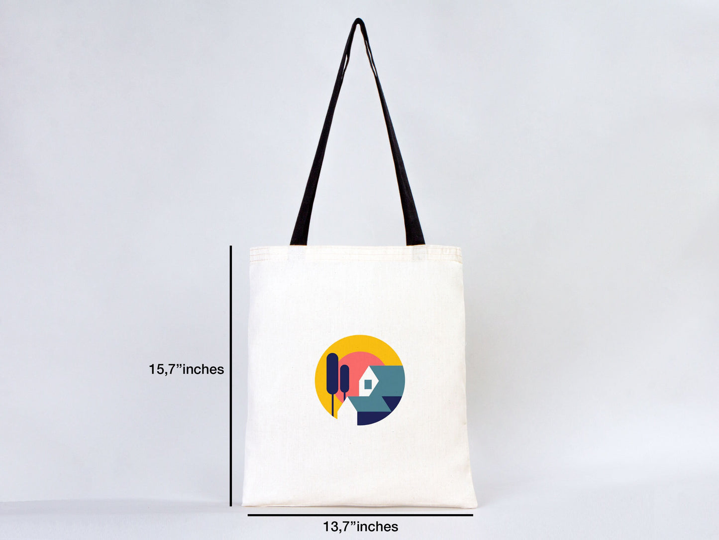 Custom Tote Bag with Stylish Black Handle - 16"W x 14"H (40 cm x 35 cm) - Promotions and Logo & Photo Printing - Personalized Logo Print Bags