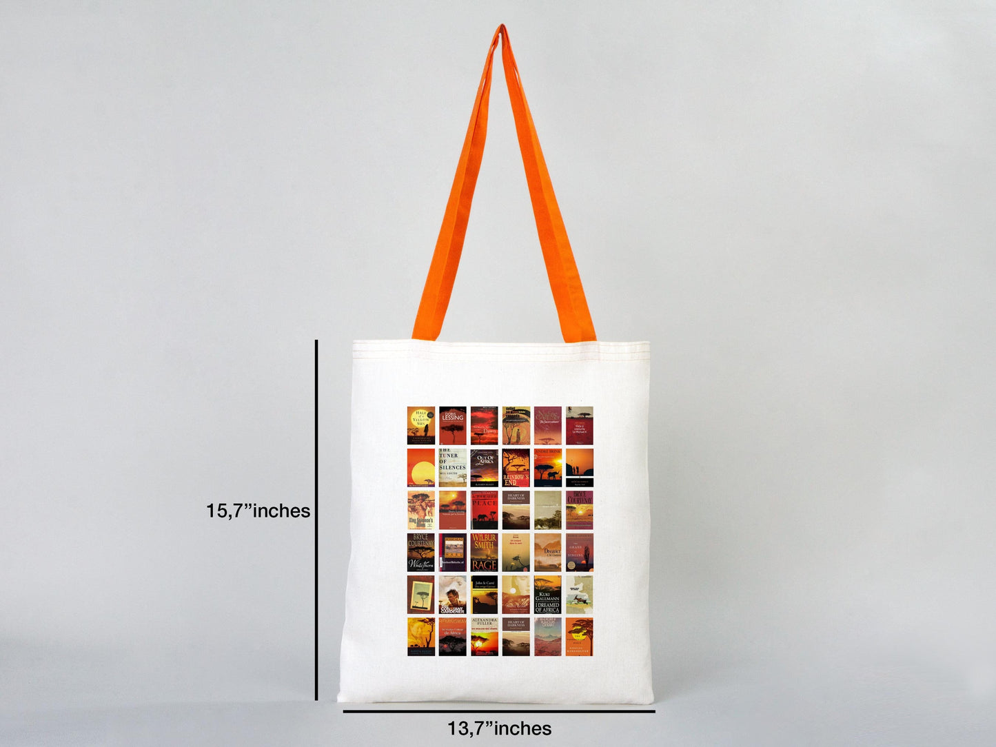 Wholesale Custom Cotton Tote Bags with Orange Handles, 16"W x 14"H (40 cm x 35 cm) Personalization, Promotional İtems, Grocery Reusable Bags, Logo, Wedding Gift