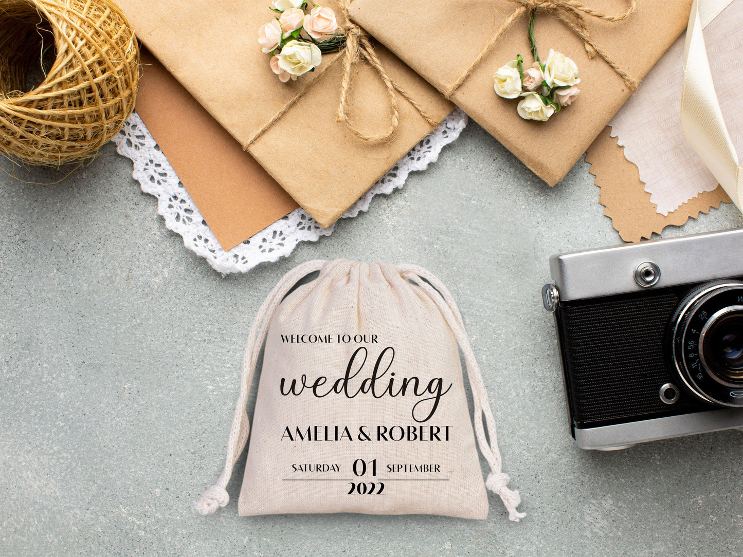 Wedding Pouch bags, Bachelorette Party drawstring pouches - Personalized Bridal Party Cotton Bag - Bridesmaid Sack for Wedding