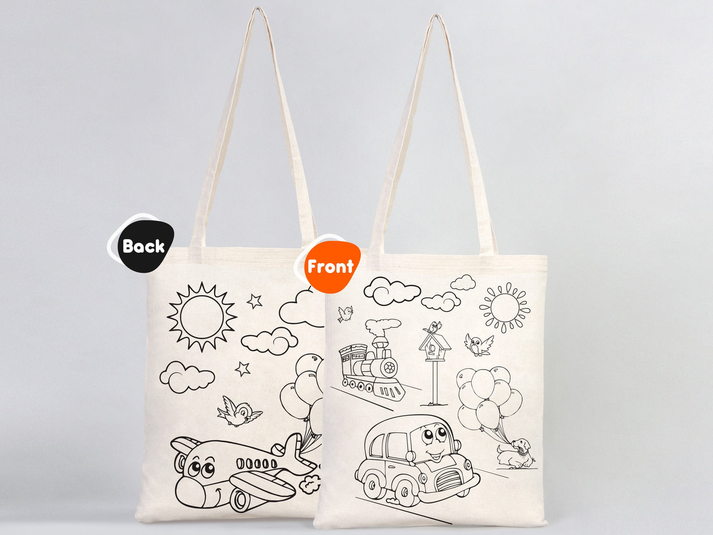 Painting Coloring Bag, NO PENCIL In This Package, 14"W x 16"H (35.5 cm x 40 cm) Car and Plane Coloring Bag, Washable Coloring for Kids, Fun Coloring Activities