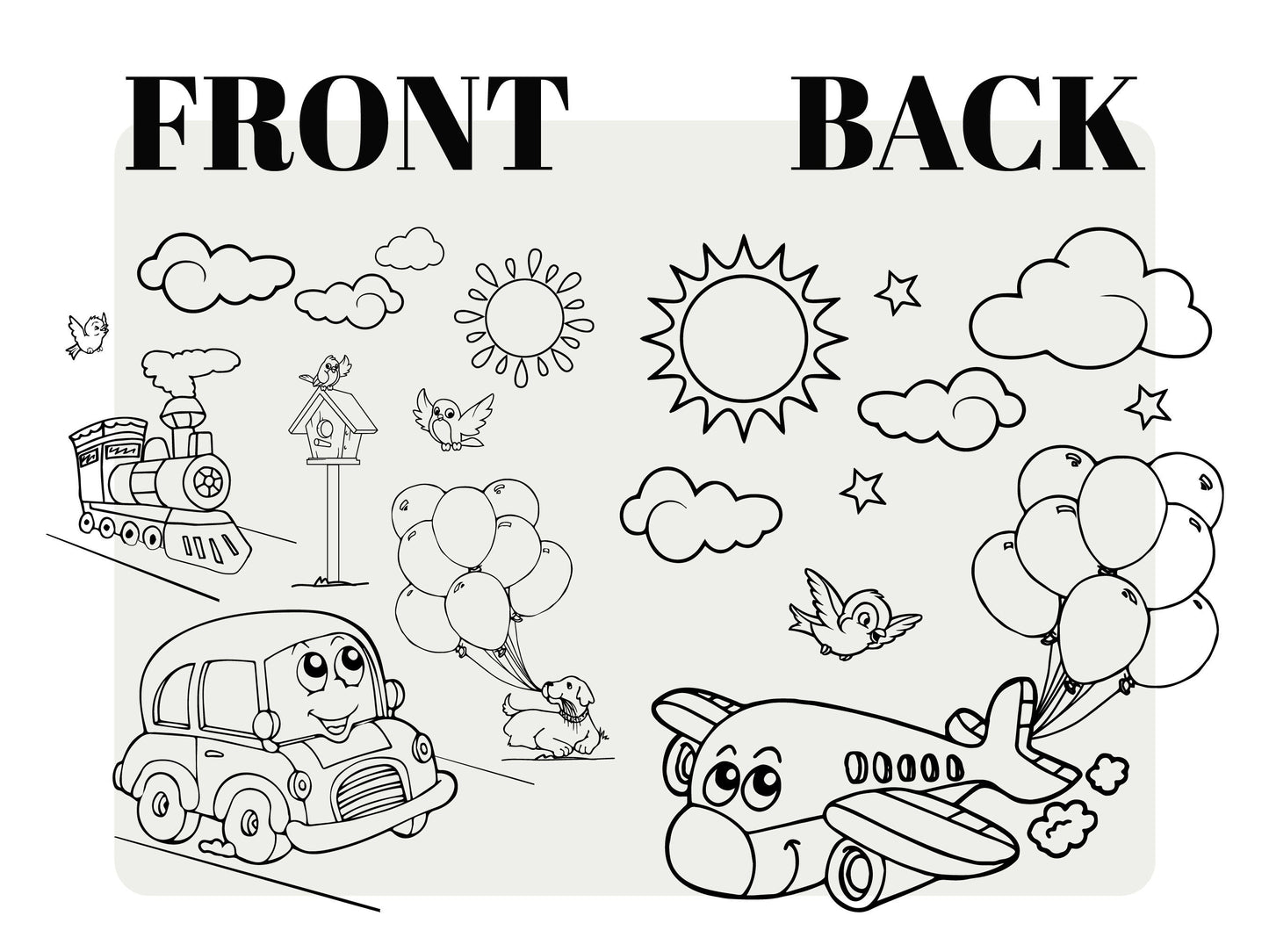 Painting Coloring Bag, NO PENCIL In This Package, 14"W x 16"H (35.5 cm x 40 cm) Car and Plane Coloring Bag, Washable Coloring for Kids, Fun Coloring Activities