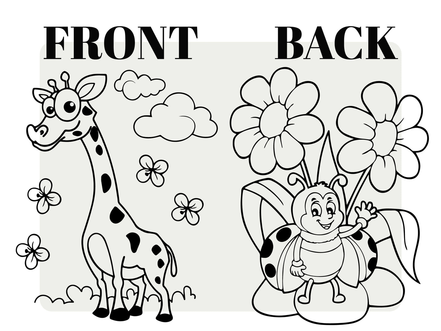 Giraffe and Bee Coloring Bag 14"W x 16"H (35x40 cm), NO PENCIL In This Package, Eco Friendly Coloring For Kids, Gift For Parent, Coloring Activities For Kids