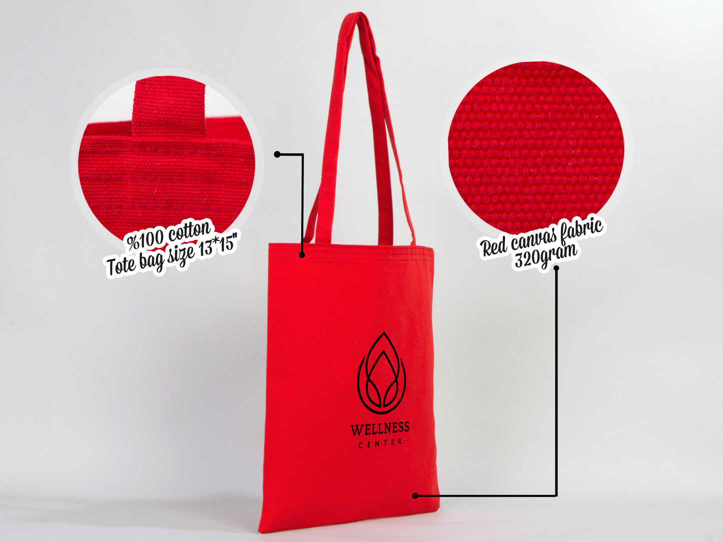 Red Canvas Tote Bag, Custom Cotton Bags, 14"W x 16"H (36 cm x 41 cm), Personalized Cloth Bags, Favour bags, Promotional, Gift, Canvas Fabric Bags