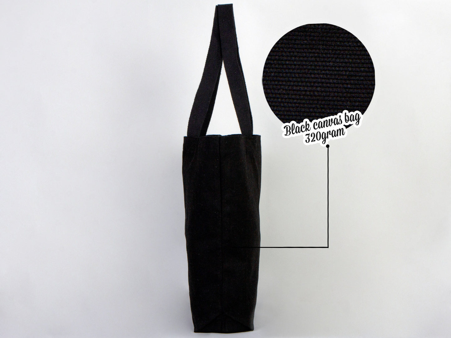 Black Custom Canvas Bag, 19"W x 16"H x 4"L (48 cm x 41 cm x 10 cm), Personalized Cotton Bags, Promotional Bags, Beach Bags