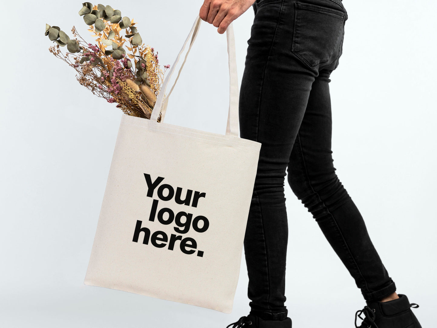 Bulk Tote Bags With Your Logo, 14"W x 16"H (35 cm x 40 cm) Custom Promotional Bags, Photo or Text Print, Personalized Bag Print