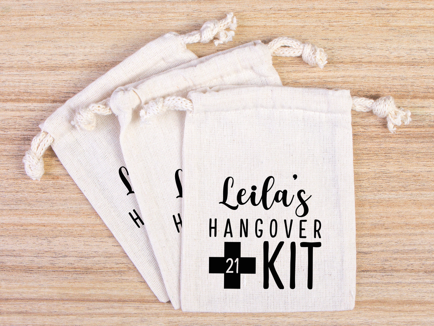 Birthday Hangover kit Bags, Recovery Kit Party Custom Name Print, Organic Cotton Drawstring Pouchs Bag
