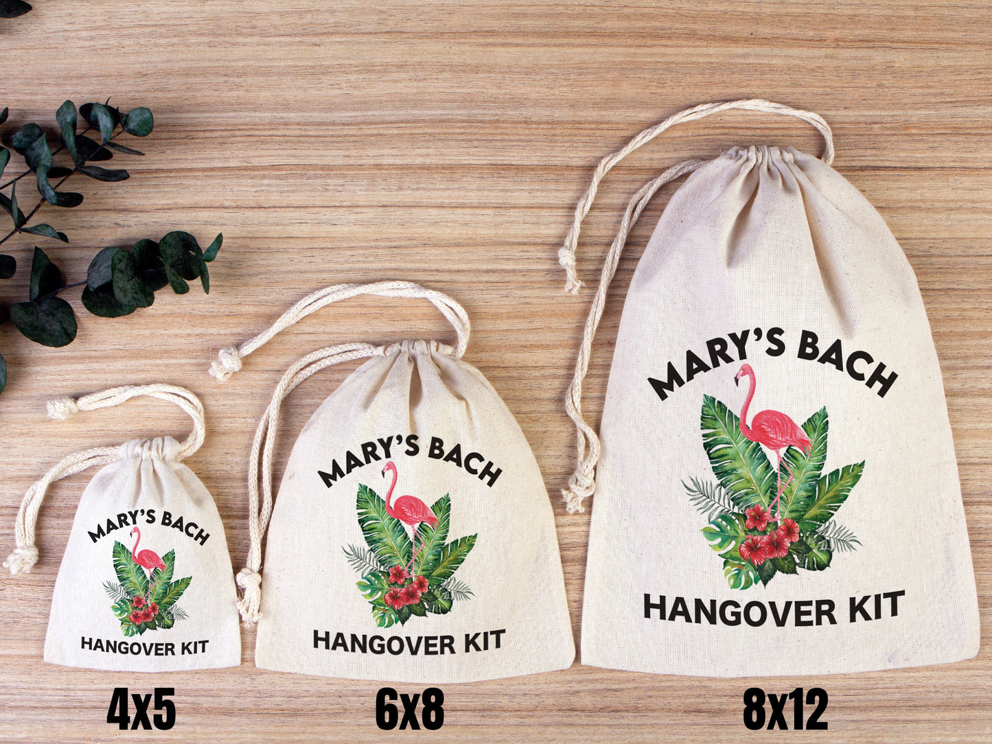 Flamingo Hangover Kit Bags - Party Recovery Surival kit Bags - Custom Name Hangover bags - Bachelorette Party - Custom Text or Photo